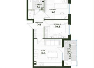 Продажа 2-ком. квартиры, 56.9 м2, Краснодар