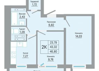 Продается 2-ком. квартира, 46.8 м2, Пермь