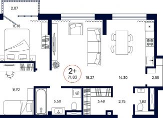 Продам 2-комнатную квартиру, 71.8 м2, Тюмень