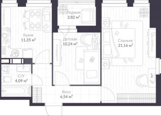 Продам двухкомнатную квартиру, 55 м2, Санкт-Петербург, Парашютная улица, 79к1, Приморский район