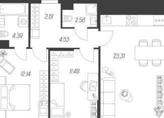 Продажа двухкомнатной квартиры, 61.1 м2, Уфа, Октябрьский район, улица Маршала Жукова, 2