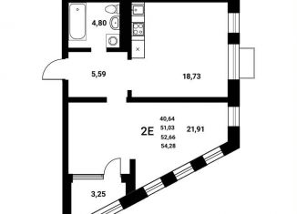 Продам 2-ком. квартиру, 52.7 м2, Воронеж, набережная Чуева, 7