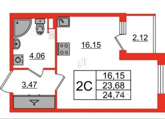 Продажа квартиры студии, 23.7 м2, посёлок Шушары