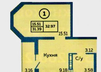 Продается 1-комнатная квартира, 33 м2, Оренбург, улица Рокоссовского, 3