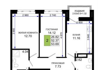 Продажа 2-ком. квартиры, 53.7 м2, Ростов-на-Дону