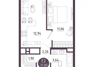 Продаю 1-ком. квартиру, 31.8 м2, Тула