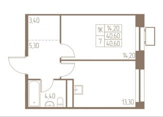 Продаю 1-комнатную квартиру, 40.6 м2, Пушкино