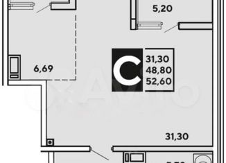 Продам квартиру свободная планировка, 52.2 м2, Краснодар, улица Западный Обход, 39/2к7