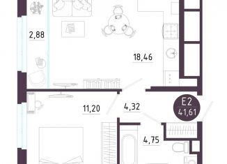 Продаю 1-комнатную квартиру, 41.6 м2, Рязанская область