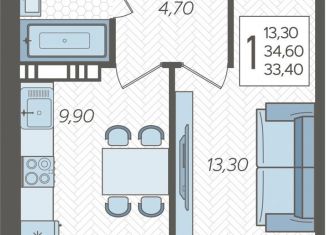 Продажа 1-комнатной квартиры, 33.4 м2, Краснодарский край, улица Ярославского, 100В