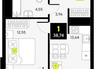 Продаю однокомнатную квартиру, 38.7 м2, Тюмень, Калининский округ