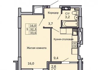 Продается 1-комнатная квартира, 33.6 м2, Волгоград