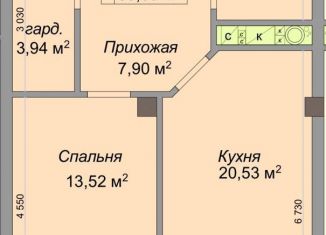 Продаю 1-комнатную квартиру, 53.8 м2, Нальчик, улица Атажукина, 10Б