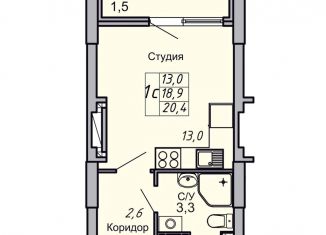 Продажа 1-комнатной квартиры, 20.4 м2, Волгоград