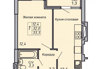 Продажа однокомнатной квартиры, 33.3 м2, Волгоград, улица 64-й Армии, 2