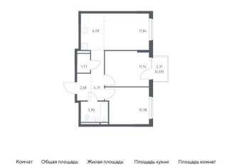 Продажа 2-комнатной квартиры, 53.9 м2, Московская область