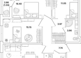 Продается трехкомнатная квартира, 82.1 м2, Санкт-Петербург, метро Гражданский проспект