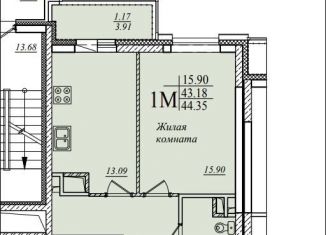 Продается однокомнатная квартира, 44.4 м2, Казань, улица Мансура Хасанова, 13