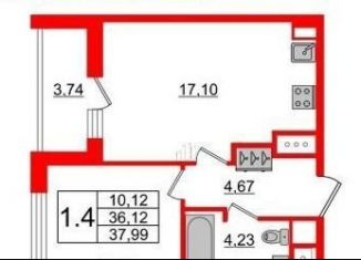 Сдаю в аренду 1-комнатную квартиру, 38 м2, Санкт-Петербург, Арцеуловская аллея, 17