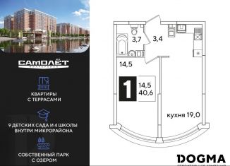 Однокомнатная квартира на продажу, 40.6 м2, Краснодар, Прикубанский округ