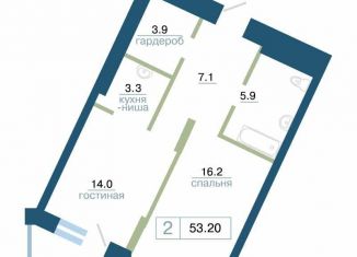 Продажа однокомнатной квартиры, 53.2 м2, Красноярский край, улица Профсоюзов, 1