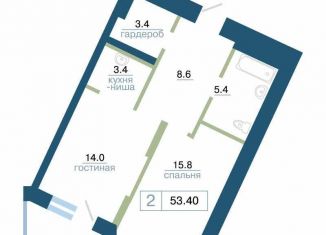 Продам 1-комнатную квартиру, 53.4 м2, Красноярский край, улица Профсоюзов, 1