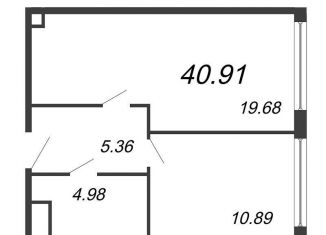 Продается 1-комнатная квартира, 40.9 м2, Санкт-Петербург, проспект Большевиков, уч3, метро Ломоносовская