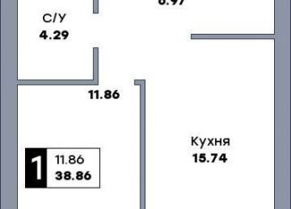 1-комнатная квартира на продажу, 38.9 м2, Самара, метро Гагаринская