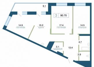 Продажа трехкомнатной квартиры, 89.7 м2, Красноярский край, улица Профсоюзов, 1