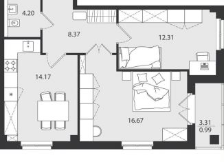 Продается 2-комнатная квартира, 56.7 м2, Архангельск