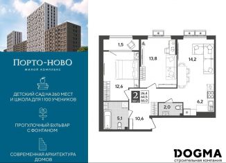 Продажа 2-ком. квартиры, 66 м2, Краснодарский край