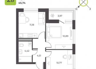 Продажа 2-комнатной квартиры, 43.8 м2, Екатеринбург