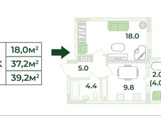 Продажа 1-комнатной квартиры, 39.2 м2, Крым