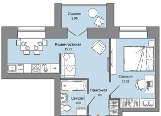 Продаю 2-ком. квартиру, 38 м2, Ульяновск, Засвияжский район, жилой комплекс Город Новаторов, 3