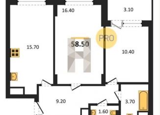 Продам 2-ком. квартиру, 58.5 м2, Воронеж, Железнодорожный район