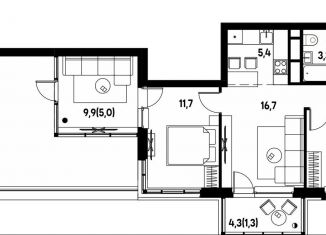 Продается 3-комнатная квартира, 65.4 м2, деревня Кондратово