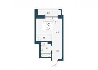 Продается квартира студия, 29.4 м2, Новосибирская область, улица Брестская Горка