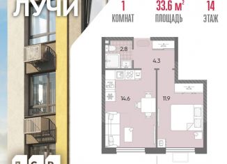 Продам 1-ком. квартиру, 33.6 м2, Москва, метро Новопеределкино