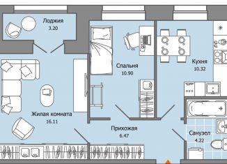 Продаю 2-комнатную квартиру, 50 м2, Ульяновск, жилой комплекс Город Новаторов, 3