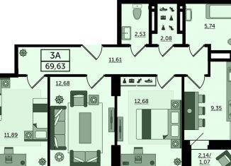 Продажа 3-комнатной квартиры, 69.6 м2, Ростовская область