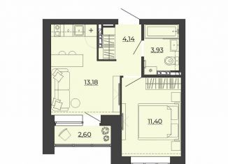 1-ком. квартира на продажу, 35.3 м2, Екатеринбург, ЖК Ривер Парк