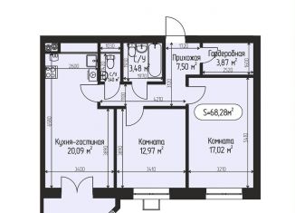 Продам двухкомнатную квартиру, 68.3 м2, село Озерецкое