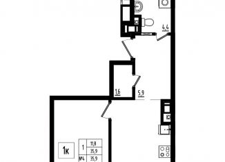 Продается 1-комнатная квартира, 35.9 м2, Ярославль, Фрунзенский район