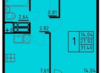 Однокомнатная квартира на продажу, 31.4 м2, Пермь