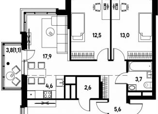 Продается 4-ком. квартира, 78.9 м2, деревня Кондратово