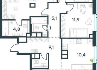 Продаю трехкомнатную квартиру, 113.8 м2, Москва, жилой комплекс Левел Причальный, 10к2, метро Фили