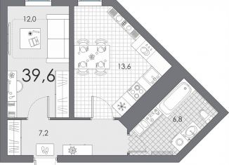 Продам 1-ком. квартиру, 39.6 м2, Тюменская область