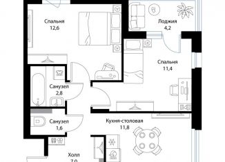 Продам 2-ком. квартиру, 49.3 м2, Ленинградская область