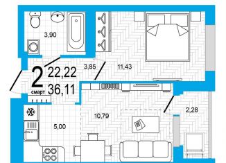 2-комнатная квартира на продажу, 36.1 м2, Уфа, Дёмский район