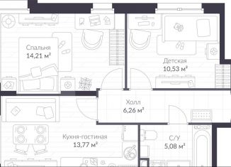 Продам 2-ком. квартиру, 49.9 м2, Ленинградская область